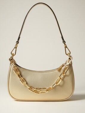 Michael Kors Metallic Gold Chain-Accent Shoulder Bag